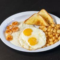 Grits  · CAJUN OR REGULAR GRITS WITH CHOICE OF BACON, SAUSAGE, HAM OR NO MEAT TOPPED WITH EGGS ANY ST...