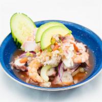 Tostada Mix · imitation crab, shrimp, octopus, cucumber, tomato, and avocado.

Thoroughly cooking foods of...