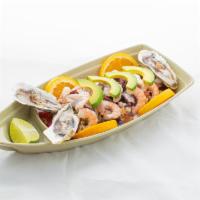 Ceviche Mitotero · Ceviche, raw shrimp with lime, octopus, cooked shrimp.

Thoroughly cooking foods of animal o...