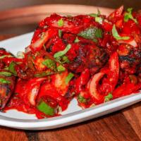 Chili Tandoori Chicken · Spicy saute with onions, bell pepper and jalapenos