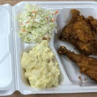Chicken Combo Meal #5 · Fried chicken leg and thigh, cole slaw, potato salad.