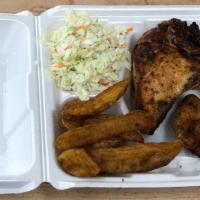 Chicken Combo Meal #3 · Grilled chicken breast and wing, cole slaw, potato wedges.