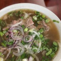 Pho Tai Tan Sach Bo Yien · Noodle soup with eye round steak, flank, brisket, tendon, and tripe.
