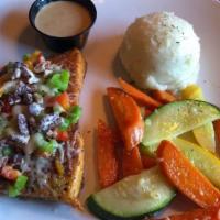 Alaskan Pecan Crusted Halibut · Pan-seared topped with candied pecans, bell peppers, and a Menuires butter sauce. With your ...
