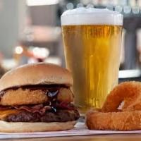 Cowboy Beef · Cowboy Style - 1/3 lb. patty, barbecue sauce, onion ring, bacon, cheddar cheese (742 Cal)
Or...