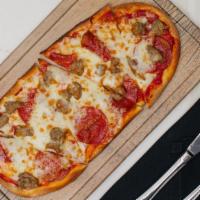 Pepperoni & Sausage Flatbread · pepperoni, italian sausage, mozzarella cheese, marinara