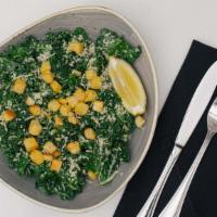 Kale Caesar · garlic caesar dressing, shredded parmesan, croutons