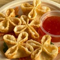 Crab Rangoon (5 Pieces) · Deep fried wonton stuffed with cream cheese and crab meat. Served with sweet chili sauce.