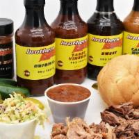 2 Meat Special · Choose two: 1/4 lb. of Beef Brisket, Pulled Pork, BBQ Chicken OR Hot Link, 2 sides and a bun...