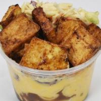 Bro Cup With Bbq Tofu · Bowl of Mashed Potatoes layered with BBQ Tofu. Served with two toppings of your choice: Ched...