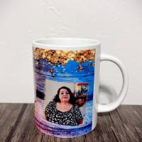 Photo Brewed  · Coffee mug with photo and zazzle decoration background!! Texts photos can add 2 photos to th...