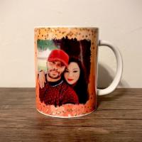Espresso My Love  · Peach glitter design with photo on each side of the cup you can add 2 photos to this design!...