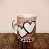 Two Hearts One Cup!! · Romantic modern wood print mug with hearts where you and your lover’s photo belong!!! So yes...