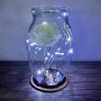 Mother’S Photo · White enchanted rose in glass enclosure with led lights and picture of your choice on a wood...