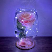 Rosa Bright · Light Pink enchanted  rose in glass enclosure with rose gold glitter dusted over it with led...
