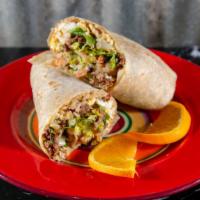 #2Breakfast Burrito · Cooked with bell peppers,onions & potatoes
