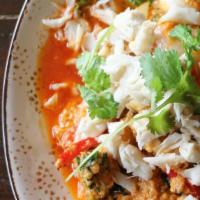 Crab Stir Fried With Yellow Curry · (Poo-Phad-Pong_Karee) Crab meat stir fried with curry powder, celery, onions, bell peppers, ...