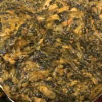 Lamb Saag · Boneless lamb chops cooked with spinach, onions, ginger-garlic, red and green peppers, fresh...