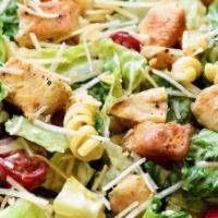 Chicken Caesar Pasta Salad · Grilled chicken breast and penne pasta tossed with romaine lettuce and our creamy caesar dre...