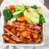 Teriyaki Chicken With Vegetables · Grilled Chicken & vegetables glazed with teriyaki sauce over rice