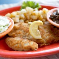 Veal Schnitzel (6 Oz.) · Breaded and fried, served with 2 sides