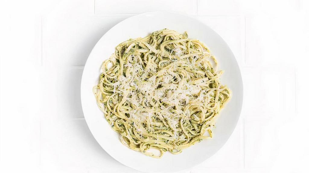 Linguini With Basil Pesto · Fresh pesto and parmesan.