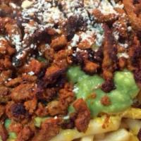 Papas Adobada Fries - Regular Price · Fries topped with Slow cooked pork shoulder 
Guacamole 
Sour cream 
Mexican Cheese 
Pico de ...