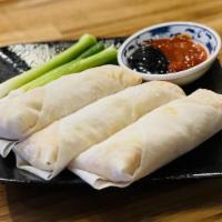 Burmese Spring Rolls · Non-fried fresh spring rolls made with delicious filling made of Jicama, Carrots, Cabbage. 3...