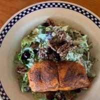 Black 'N Bleu Wild Salmon Salad · Lightly Blackened Wild Copper River Salmon with Oregon blueberries, bleu cheese crumbles, Am...