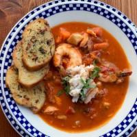 The Pope’S Seafood Cioppino · Wild Alaska salmon, halibut, cod, wild Mexican Pacific prawns and dungeness crab.. Consuming...