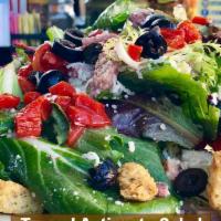 Tossed Antipasto Salad · Spring lettuce mix with Salami,Pepperoni,Ham,Mozzarella,
and Parmesan cheese tossed with cre...