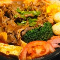 American Wagyu Boiled Hot Pot 优选雪花和牛冒菜 · Ready to eat boiled Hot Pot, Premium American Wagyu beef, fish tofu,  luncheon pork, fish ba...