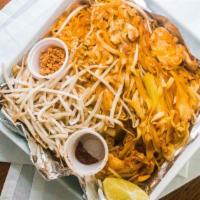 Pad Thai · Stir-fried rice noodles with chicken special pad thai sauce eggs bean sprouts tofu and green...