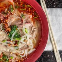 Hot & Spicy Noodles Soup - Bun Bo Hue · Vermicelli noodles, steak, brisket and spicy broth