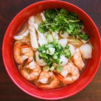 Seafood With Noodles Soup · Shrimp, scallops, squid and fish ball.
