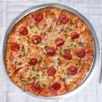 Supreme (18' X-Large) · Pepperoni, sausage, green pepper and onion.