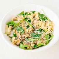 Zen Bowl [Gf][Veg] · scrambled egg, spinach, mushroom, onion, white cheddar, arugula, brown rice