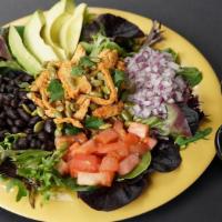 Southwest Salad · Organic Field Greens · Black Beans · Diced Tomato · Sliced Avocado · Diced Onion · Pepitas ·...
