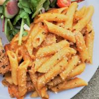 Penne Alla Vodka · We make our own Vodka Sauce (pink sauce which is essentially a creamy marinara flavored with...