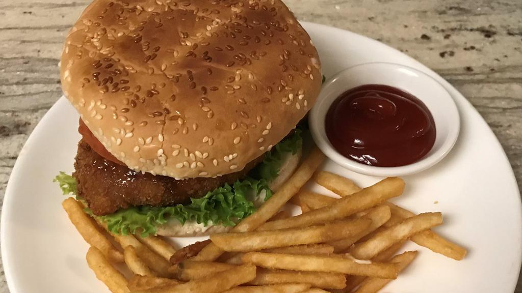 Hawaiian Burger · Includes french fries or veggies. Gardein patty simmered in teriyaki sauce, with sauteed onion, lettuce, pineapple, and vegan mayo on a sesame seed bun. Add avocado or vegan cheese for an additional charge.