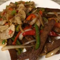 Frank'S Veggie Steak & Potatoes · Hearty protein strips sauteed with seasoned potato, bell pepper, and onion. Also available w...