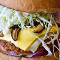 Kyoto Melt · Natural beef, grilled local shiitake mushroom, swiss, American cheese, Japanese mayo, katsu ...