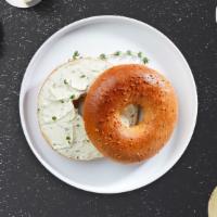 Bagel & Cream Cheese · Toasted bagel and a thick smear of cream cheese.