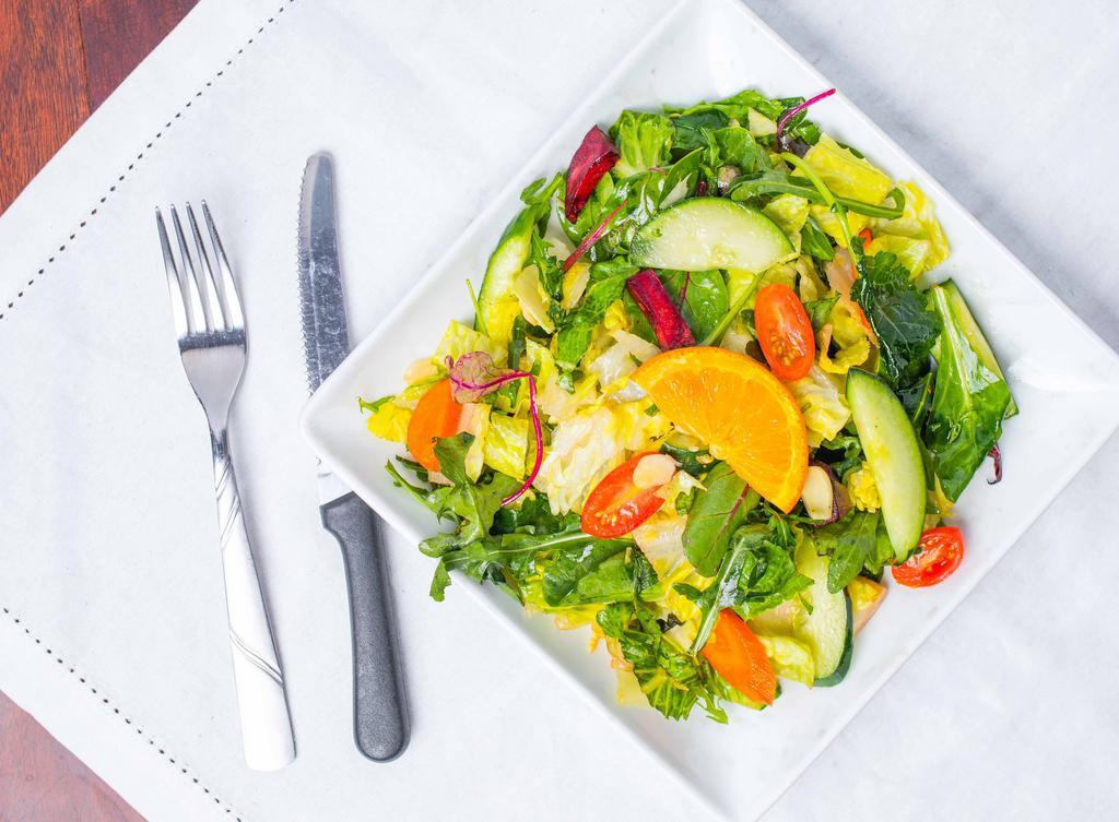 Durbar Salad · Mixed greens, beets, tomatoes, cucumber, carrots, orange and nuts.