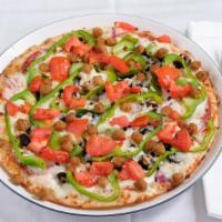 The Complete Combo · Salami, pepperoni, Canadian bacon, mushrooms, onions, green peppers, black olives, tomatoes,...