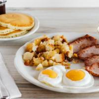 Canadian Bacon & Eggs · Four slices, sugar-cured and hickory smoked.