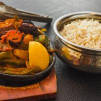 Mix Dashi Kabob · A skewer of marinated boneless chicken breast and a skewer of marinated ground beef charbroi...