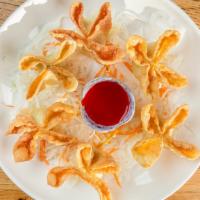 Spinach Cheese Wontons · Imitation crab, spinach, scallions, cream cheese served with homemade sweet and sour sauce (...