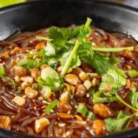 Hot & Sour Clear Noodle (Vegetarian) · This traditional clear noodle is made from sweet potato starch that creates a soft yet sprin...