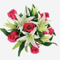 Debi Lilly Fragrant Rose Bouquet · Rose and Lilly Bouquet, colors may vary.